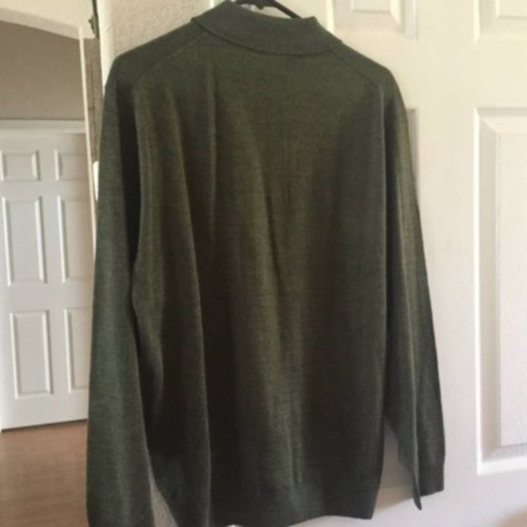 Linea Uomo Green Wool Long Sleeve Polo sweater M - Picture 2 of 4